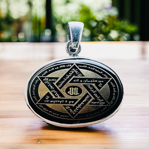Carving Yemeni Dard Red Agate Islamic Yemeni Akik Star Of Solomon David Star ,925 Silver Pendant for protection devil & Dangers