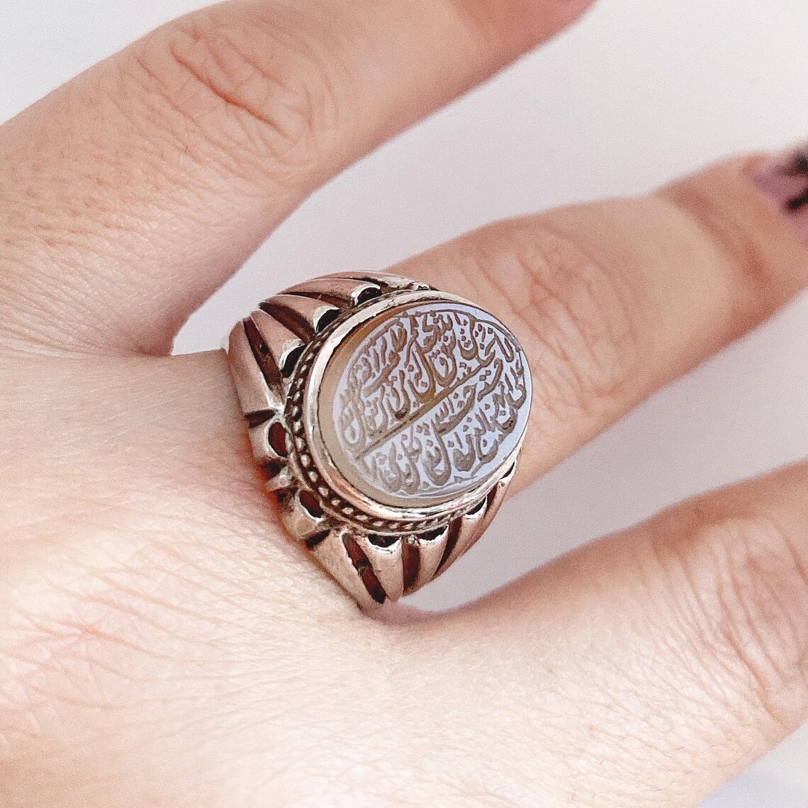 Holy Quran Hand Engraved Blessing Ring Men 925 Silver Ring - Etsy