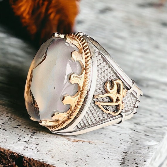 Hz Ali Ya Ali Ya Hossein Hussein Natural Shajar Yemeni Agate stone 925 silver Ring Islamic Shia Ali Hasan Hossein Fatemeh Ahlebeyt Ahlulbeyt