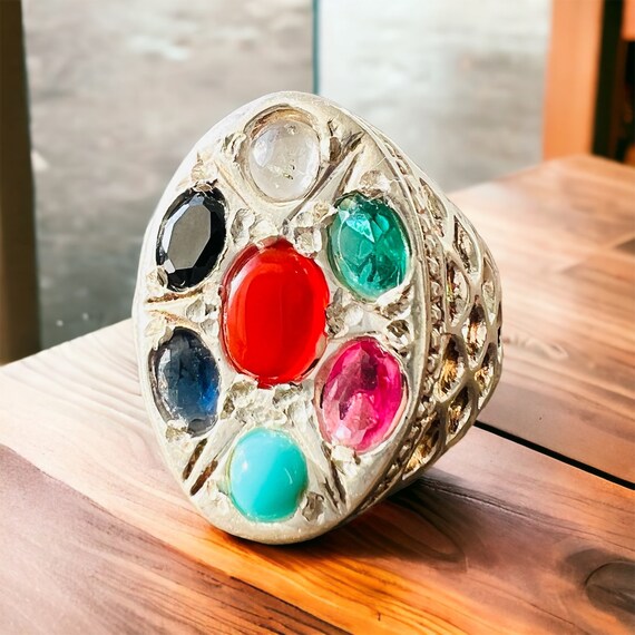 Men Multi Stone Ring Yemeni Aqeeq turquoise Quartz Dore Najaf Ring for Men Etsy