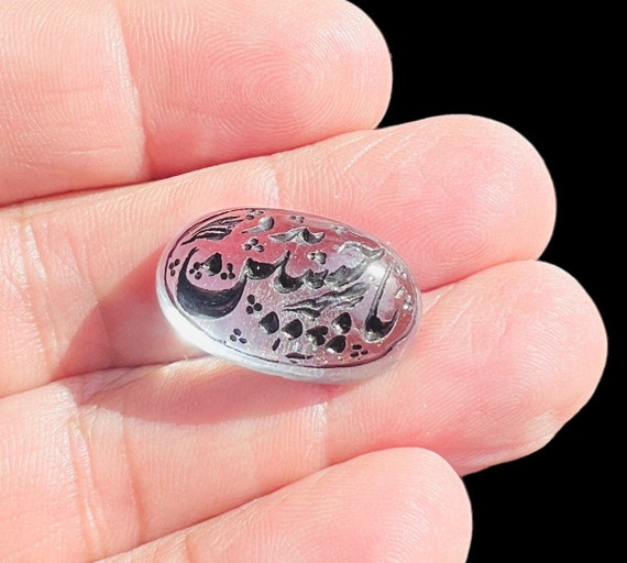 Natural Dore Najafi Islamic Quran carving Oval Shia Moslem Quran Ya Hussein 15x25mm gemstone