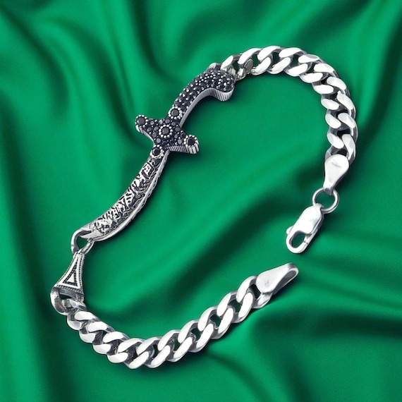Shia Islamic 925 Sterling Silver Zulfiqar Bracelet – Imam Ali Sword of Courage Islamic Jewelry