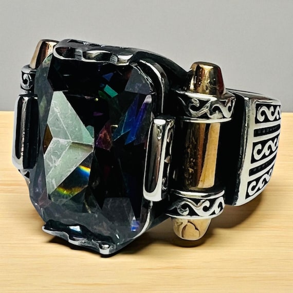Mystical Topaz Stone Ring 925 Sterling Silver Handmade Boho Spiritual Jewelry for Men & Women
