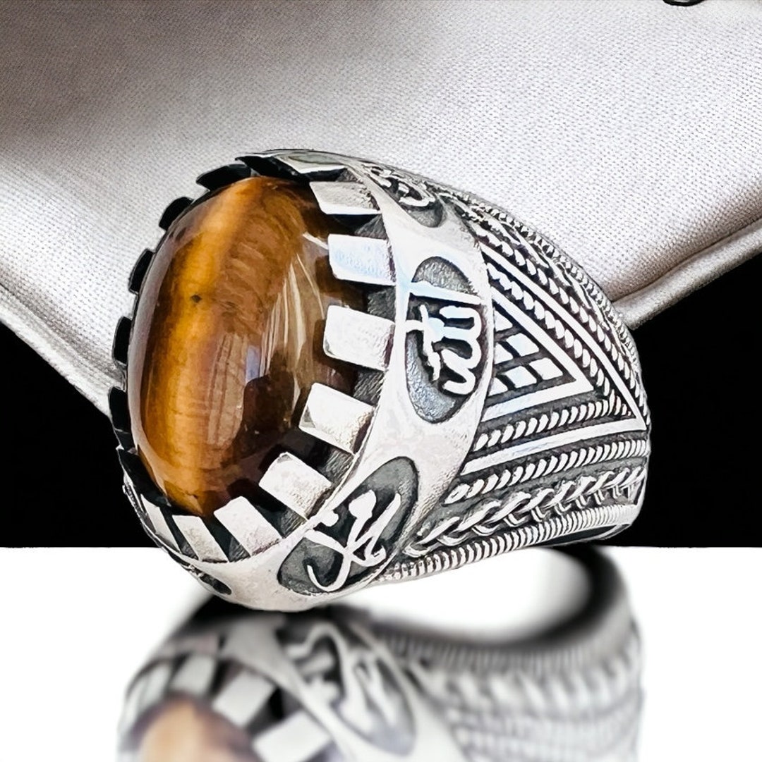 Shia Rings Shia Ring Ahlulbayt Panjtan 925 Silver Tiger Eye | Muhammad Ali Hasan ...
