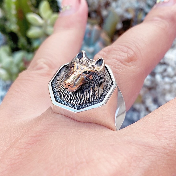 Bague homme loup new arrivals