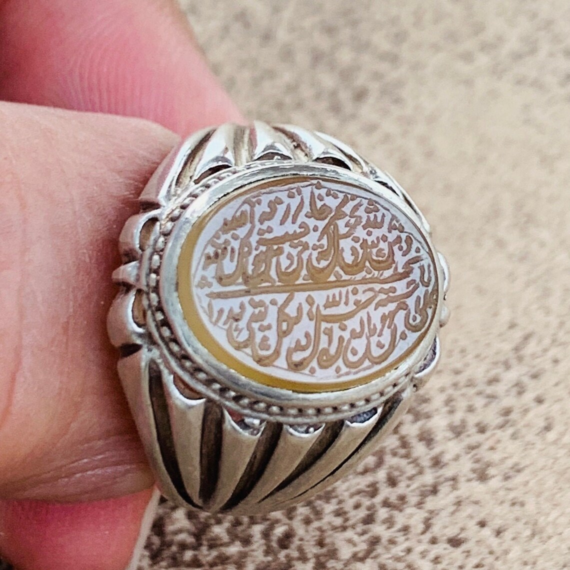 Holy Quran Hand Engraved Blessing Ring Men 925 Silver Ring - Etsy