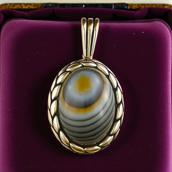 Yemeni Aqeeq Sulaimani Agate Pendant Necklace – 925 Sterling Silver Devil Eye Protection Amulet, Handmade Islamic Jewelry