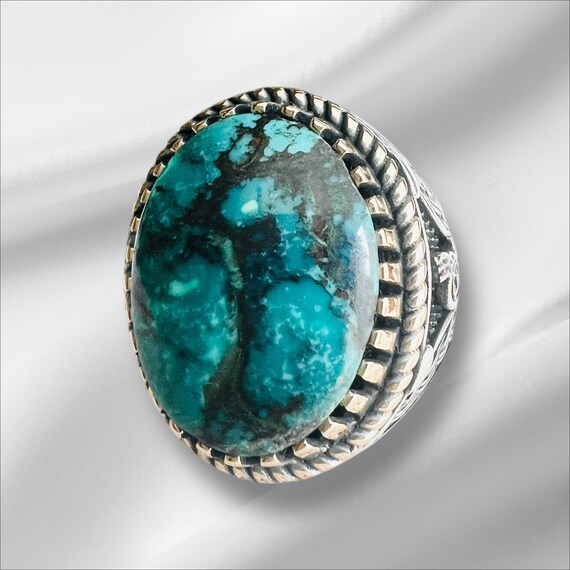 Real Turquoise 925 Silver Ring – Elegant Islamic & Spiritual Jewelry