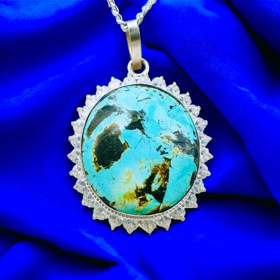 Authentic Natural Untreated neyshabur turquoise Persian Persia Middle East Pendant and Sterling/Fine Silver, Handmade Gift Homemade Presen
