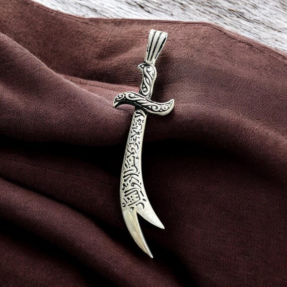 Zulfiqar Sword Necklace: 925K Sterling Silver Shia Pendant - Imam