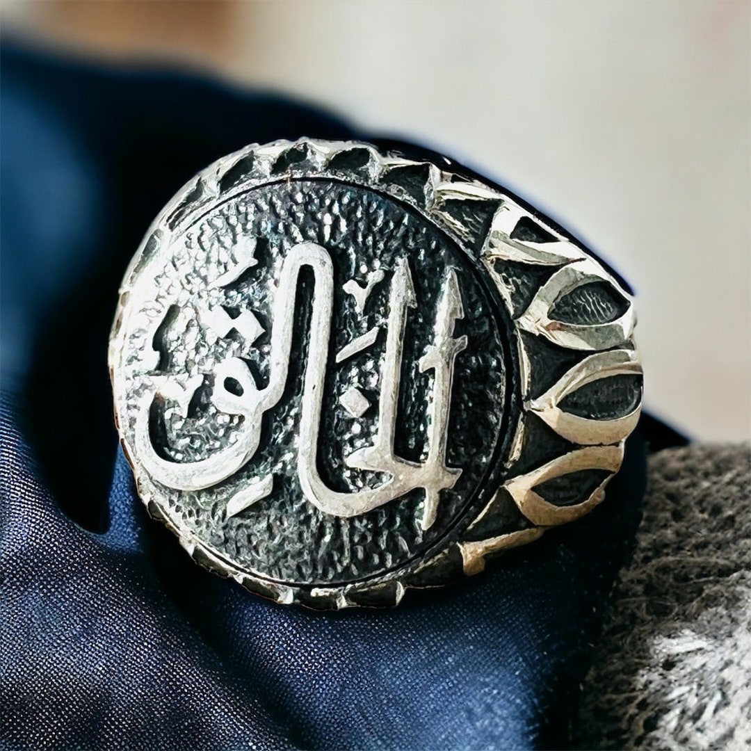 Solid 925 Sterling Silver Asmaulhusna Ring For Men - Islamic Names Of Allah Ring, Turkish Made
