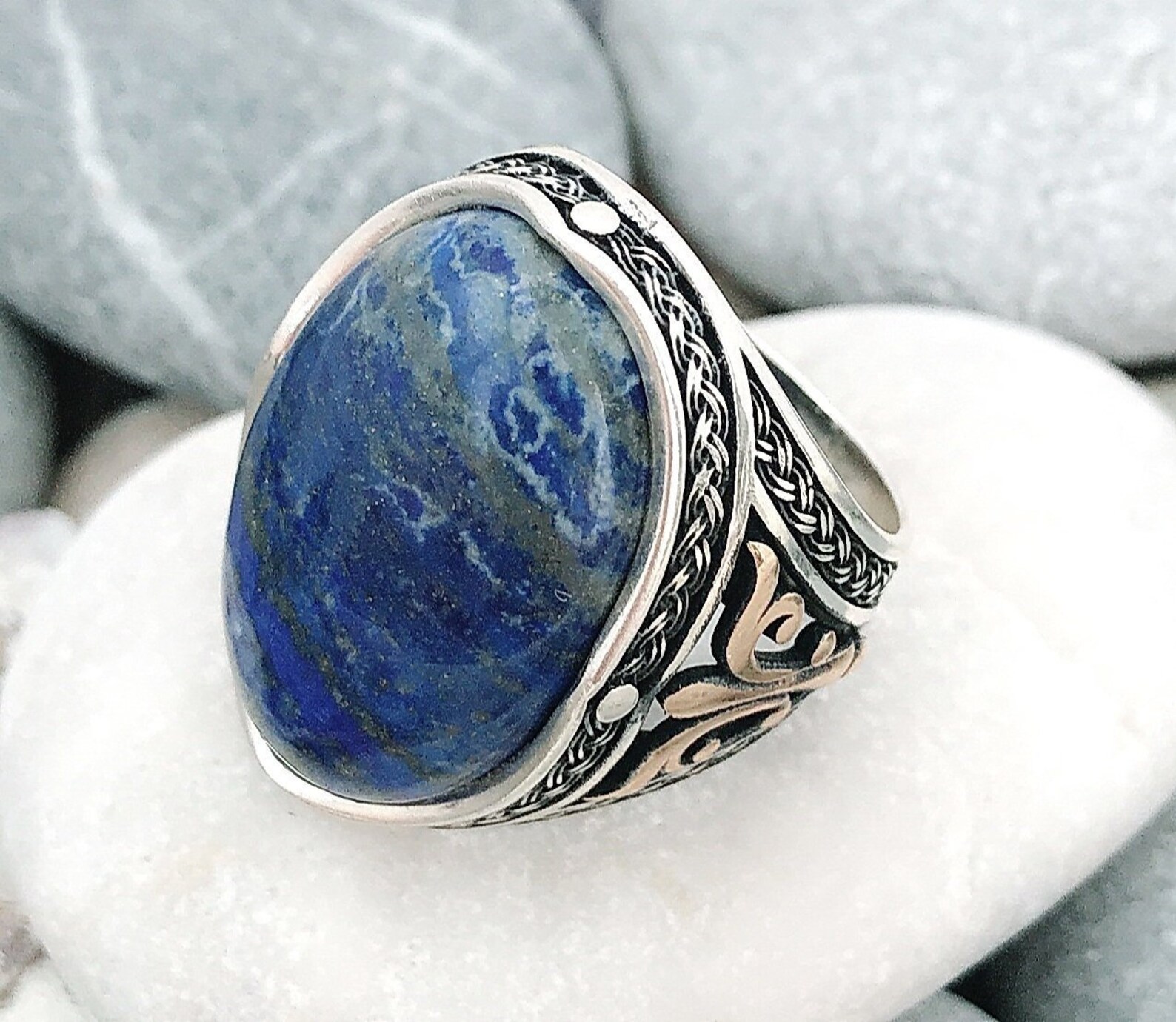 Lapis Lazuli Men's Ringsterling Silver Mens Ring Unique Etsy
