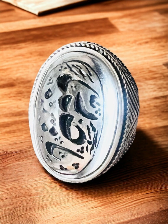Big size Stone 925 Silver Ring Islamic Genuine Dur Najaf Oval Shia Moslem Ya Sabar