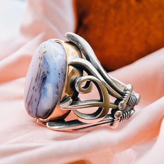 Yemen Sulaimani Yemeni Agate Hz Ali Sword Vav Design Yemen Aqeeq for Ring  Natural Yemen Agate  925 Sterling Silver Men's Ring عقیق یمانی