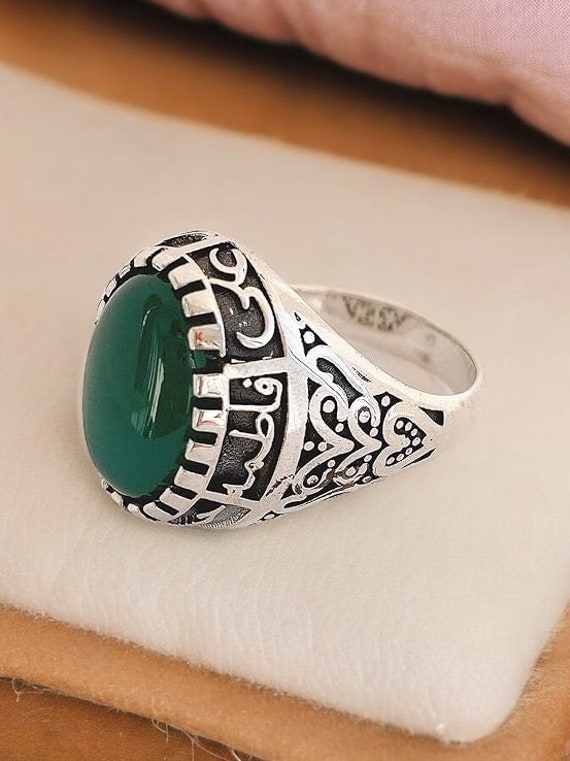 Handmade Shia Ring Men's Woman's Green Yemeni Aqeeq Ahlulbayt Ahl-ul-Bait solid 925 Sterling Silver Panjtan Islam Red Agate