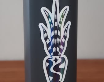 Rainbow/Clear Glossy Snake Plant Sticker, Waterproof Laptop Decal