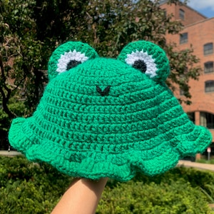 Gehäkelter Frosch-Eimer-Hut, Sommer-Froggy-Hut, Frosch-Liebhaber-Geschenk