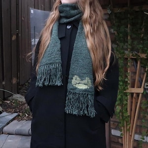 Knit Froggy Scarf, Double Layer Tassel Neckwarmer, Frog Lover Gift, Custom Size