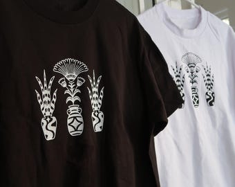 Handprinted Plant Shirt, S-4XL, 100% Cotton Heavyweight Celestial Garden Graphic Tee