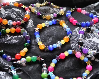 LGBTQ Pride Bracelets, Coming Out Gift, Star Gemstone Stretchy Bracelet
