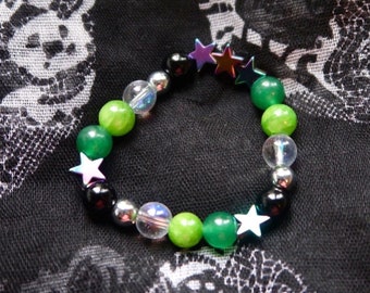 Aromantic Bracelet, LGBTQ Pride Gemstone Coming Out Gift, Star Beaded Stretchy Bracelet