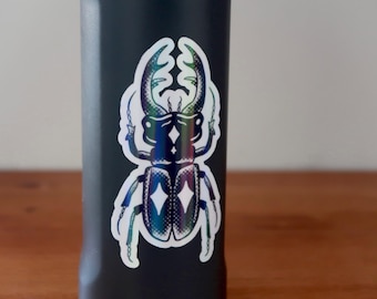 Rainbow/Clear Glossy Stag Beetle Sticker, Waterproof Laptop Decal