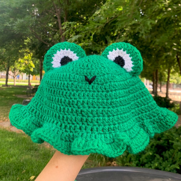 Frog Crochet Bucket Hat, Crochet Froggy Hat, Animal Bucket Hat, Summer Hat, Frog Lover Gifts