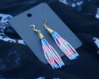 Transgender Beaded Earrings, Clip-On or Pierced Jewelry, LGBTQ Coming Out Gift