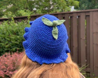 Blueberry Crochet Bucket Hat, Cotton Yarn Summer Hat