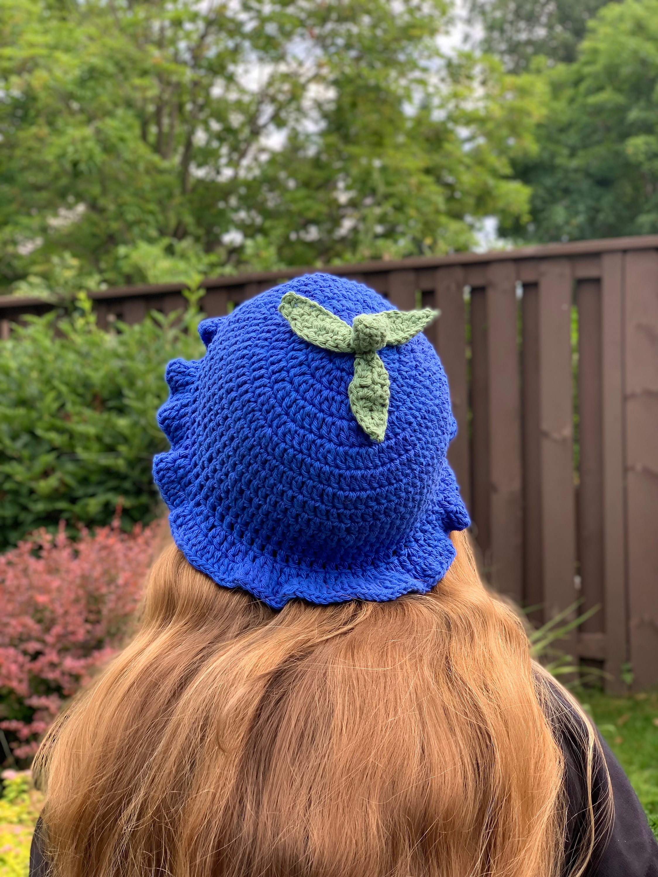 Blueberry Crochet Bucket Hat, Cotton Yarn Summer Hat - Etsy