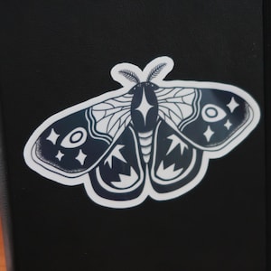 Emperor Moth Sticker, Rainbow/Clear Glossy Waterproof Stickers for Laptop, Bottles, Planners