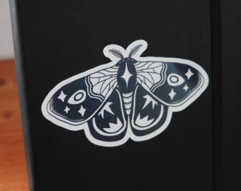 Emperor Moth Sticker, Rainbow/Clear Glossy Waterproof Stickers for Laptop, Bottles, Planners