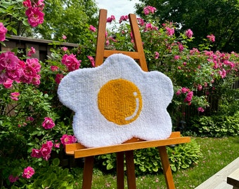 Handmade Egg Rug, Tufted Plush Tapestry, Accent Wall Art, 2' by 1.5'