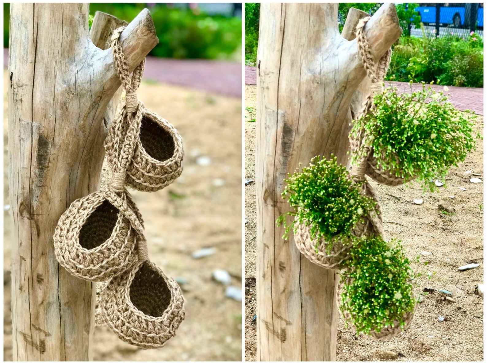 Crochet jute hanging basket pattern DIY Air Plant Holder Etsy