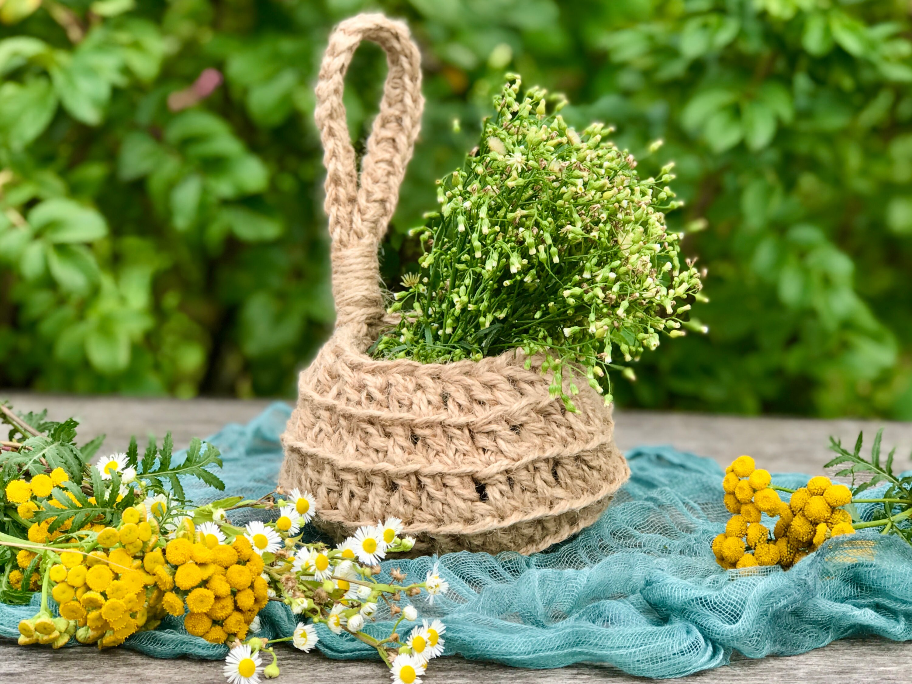 Crochet jute hanging basket pattern DIY Air Plant Holder Etsy