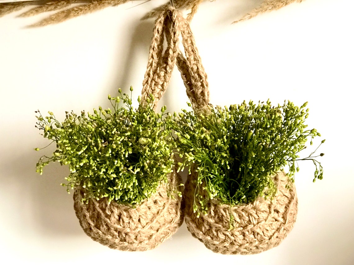 Crochet jute hanging basket pattern DIY Air Plant Holder Etsy