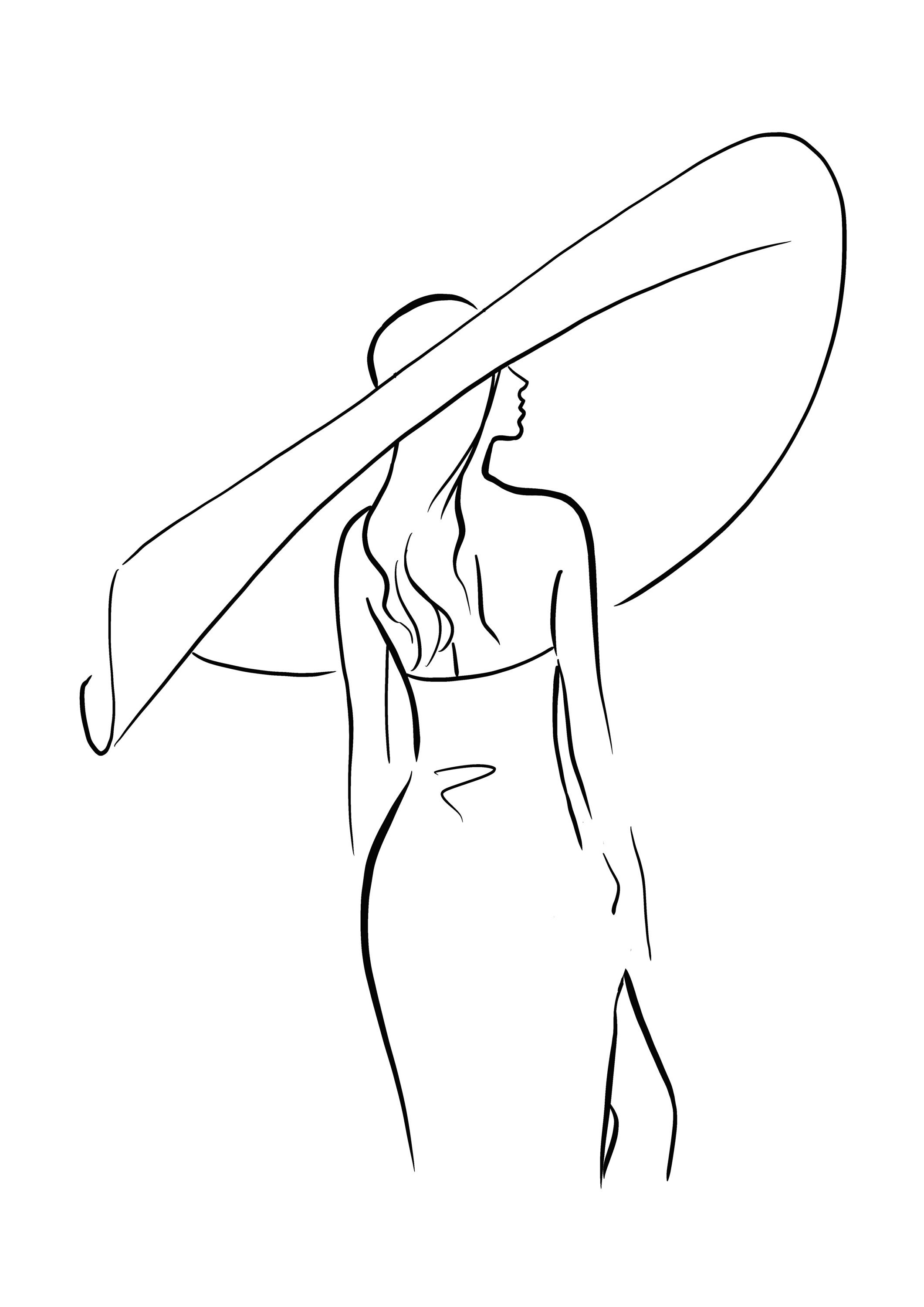 Hand Drawn African American Young Woman Posing Art. Fashion Woman with  Sunglasses and Hat Stock Illustration - Illustration of line, design:  201513130