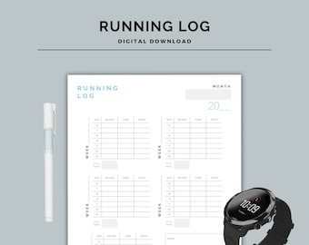 Running Log / DIGITAL DOWNLOAD / Mile KM Tracker