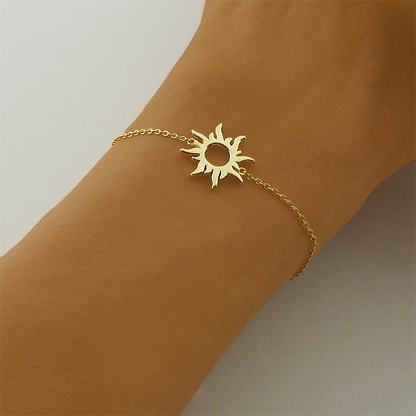 Sun Charm Bracelet 14k Gold Bracelets for Women | Etsy