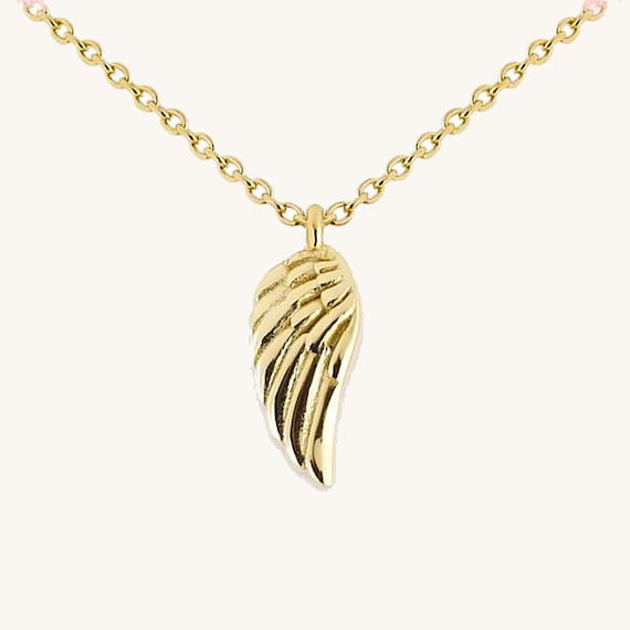 Guardian Angel Wing Pendant Necklace 14k Gold Necklaces for Women