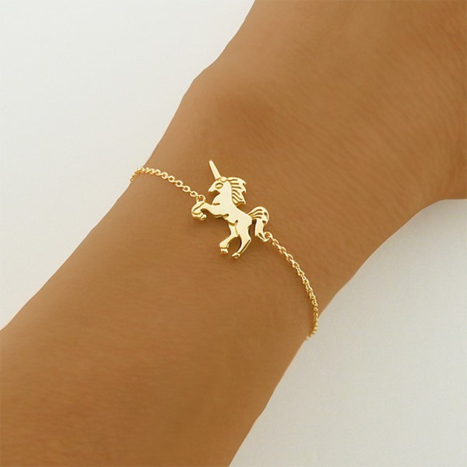 Unicorn Charm Bracelet 14k Gold Bracelets for Women Etsy