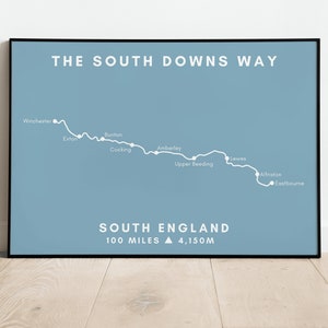 The South Downs Way | South England Hike/Walk/Trail | Walking Gift | Map Print