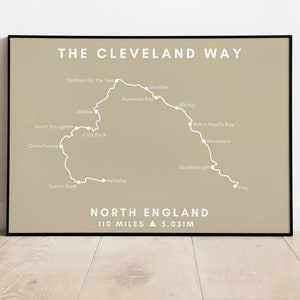 The Cleveland Way | North England Hike/Walk/Trail | Walking Gift | Map Print