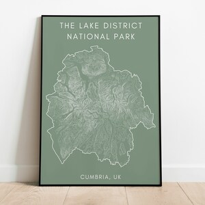 The Lake District National Park Print | The Lake District Hike/Walk/Trail | Topographic Print | Walking Gift | Lake District Map Print