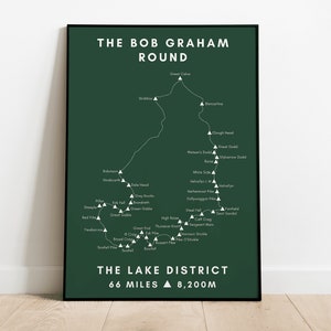 The Bob Graham Round Print | The Lake District Mountain Route/Trail | Map Print |