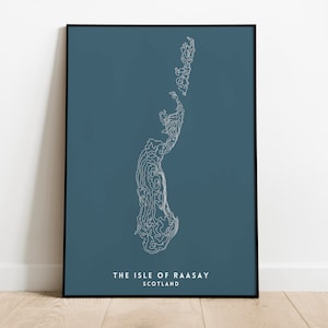 The Isle of Raasay Print | Scottish Highlands and Islands Contour Print | Raasay Topographical Print | Raasay Map Print