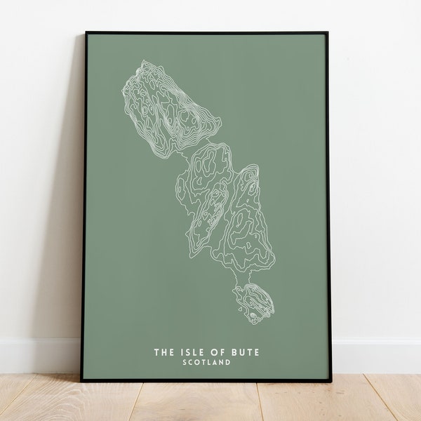 The Isle of Bute Print | Scottish Highlands and Islands Contour Print | Isle of Bute Topographical Print