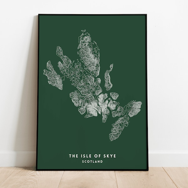 The Isle of Skye Print | Scottish Highlands and Islands Contour Print | Skye Topographical Print | Skye Map Print