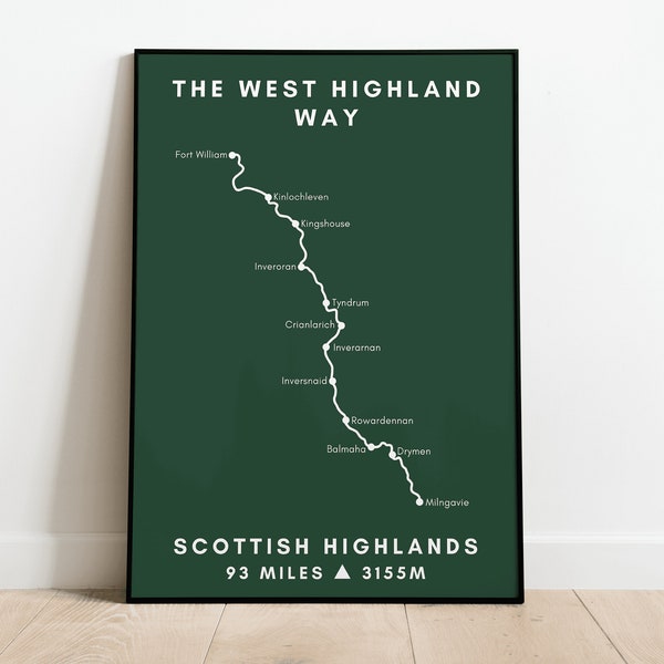 West Highland Way Print | Scottish Highlands Walk/Hike Route | Scotland UK