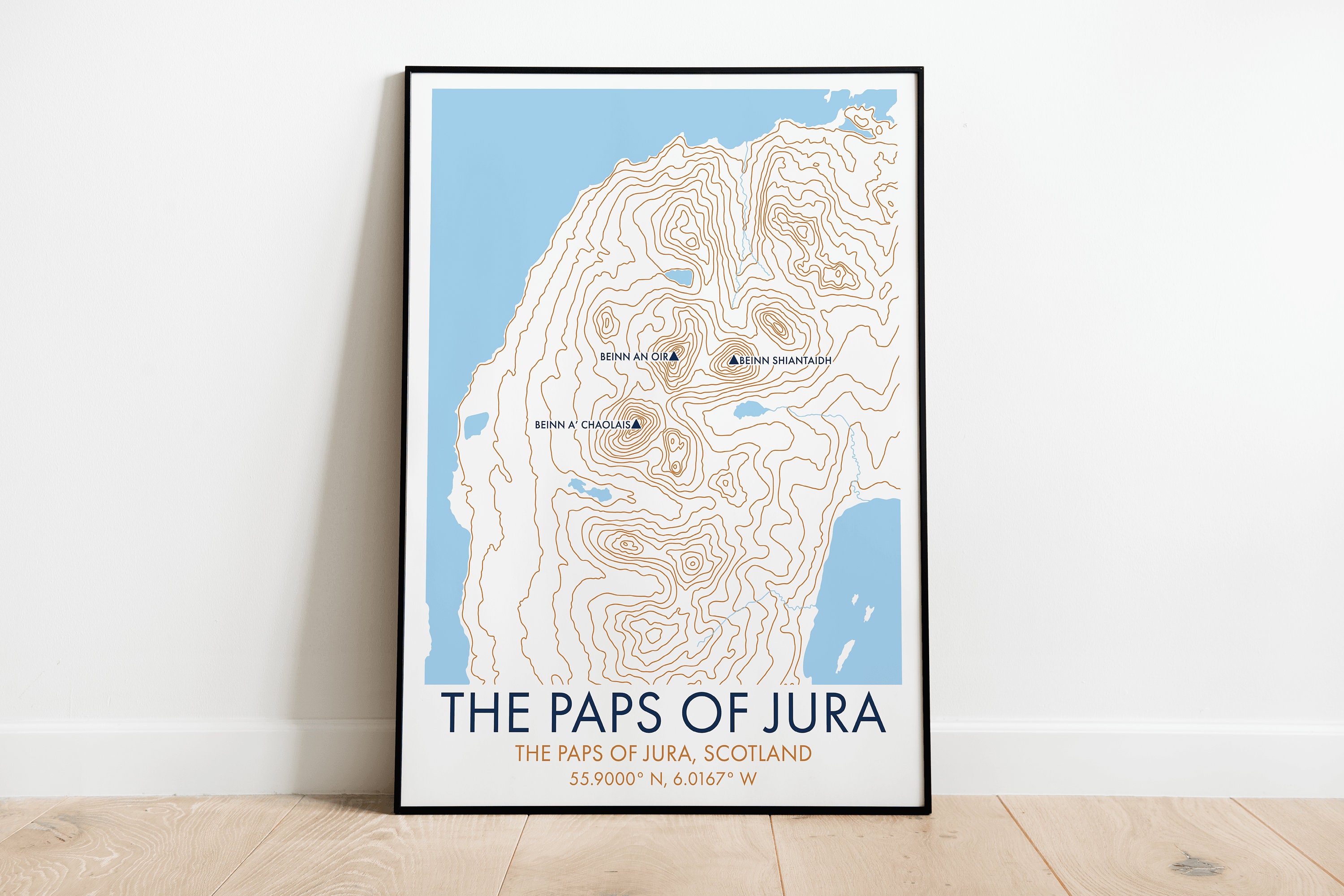 The Paps of Jura Contour Lines Print Scotland Map Print